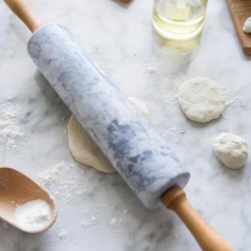 High Quality Rolling Pin With Marble Roller Solid Wood Base Home Kitchen Utensils Baking Tool For Wholesale Dropship