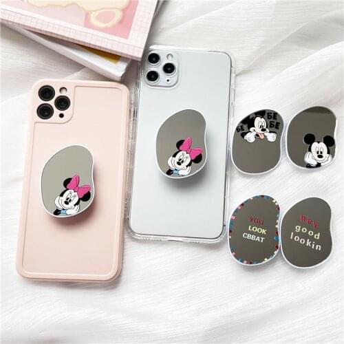 Disney Cartoon Mickey Minnie Makeup Mirror Telescopic Airbag Stand Desktop Folding Stand INS Super Fire Stand