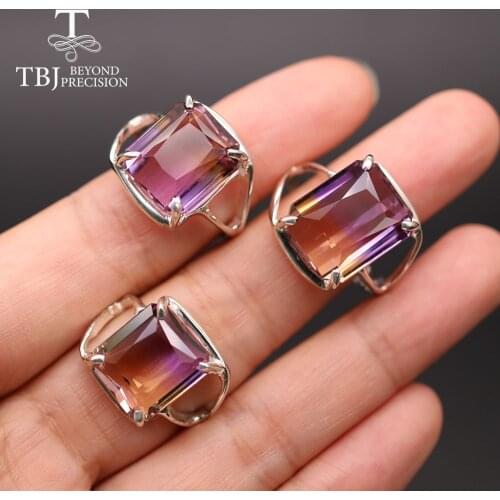 TBJ, 2021 new 925 sterling silver women gemstones Ring natural ametrine nice color unique fine jewelry for women nice gift