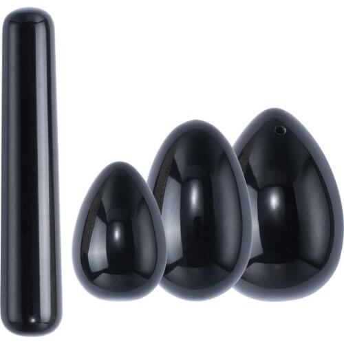 100% Pure Natural Black Quartz Yoni Egg Set Kegel Exerciser Balls Vginal Balls Muscle Jade Massager Vaginal Tightening