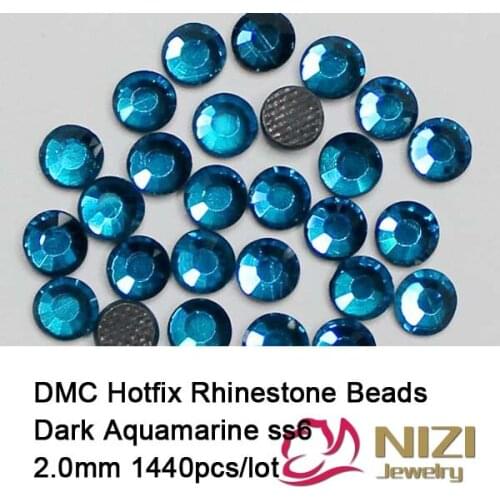 1440 pcs ss6 dark aquamarine Free shipping DMC Iron On Rhinestones DMC hot fix rhinestones flat back rhinestones HighQuality