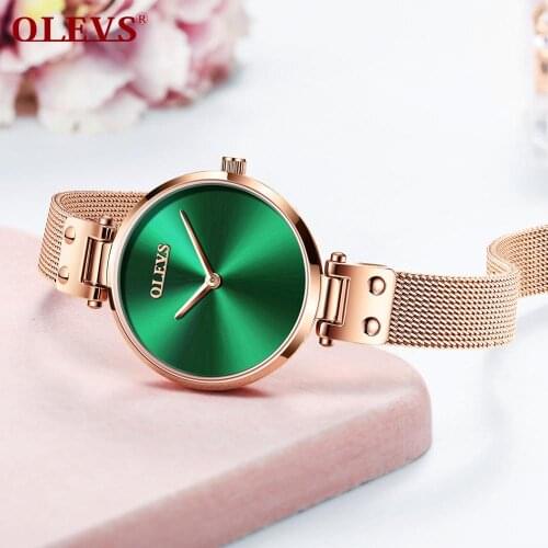 2020 OLEVS New Jewelry For Women Watch Casual Luxury Brand Mesh Steel Ladies Quartz Watch Simple Rose Gold Ladies Watch Clock