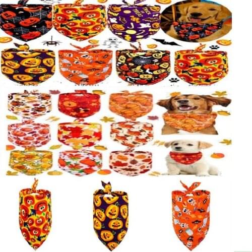 30pcs/lot Pet Dog Puppy cat Fall Thanksgiving Halloween bandanas Collar scarf handkercheifs S8 SIZE:65*42*42cm