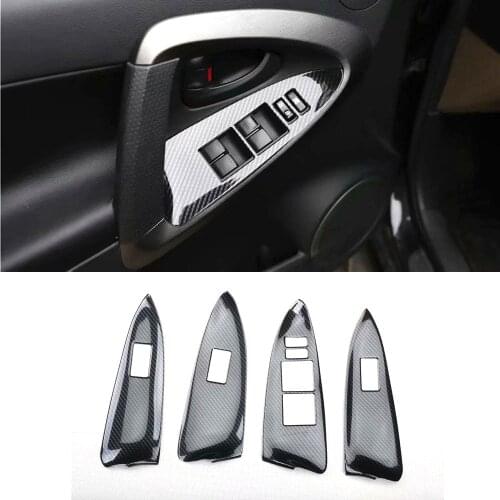 4pcs/set Car Window Lift Electric Switch Panel Cover Trim Styling For Toyota RAV4 2009-2012 Left Hand Drive Auto Moldings