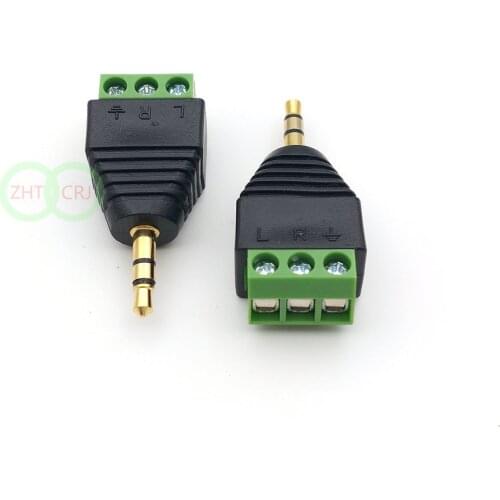 50pcs Video AV Balun 3.5mm 1/8"stereo male golden to AV Screw Terminal Plug adapter