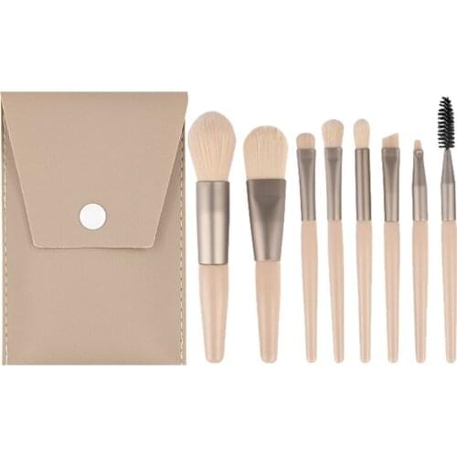 Brown 8 Pcs Mini Portable Soft Makeup Brushes Set Eye Shadow Foundation Powder Eyelash Lip Concealer Blush Make Up Brush Set C03