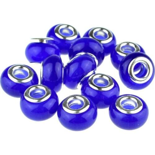 Royal Blue Opal Stone Beads Wholesale 100Pcs/Lot 9X14MM Big Hole Round Cat Eye Beads For Jewelry Making Charm Bracelet DIY Beads