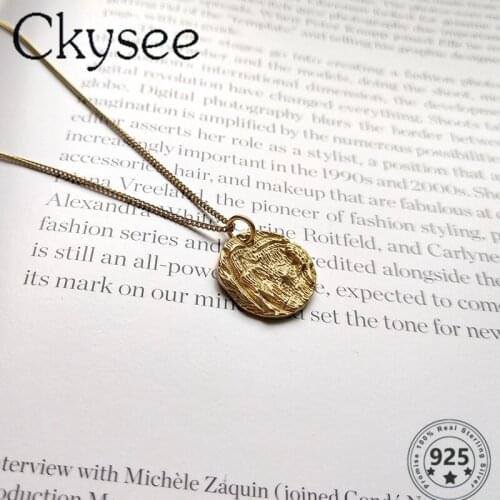 Ckysee Design 925 Sterling Silver Necklace Golden Alien Pendant Necklace For Fashion Women Girlfriend Simple Charms Silver Jewel