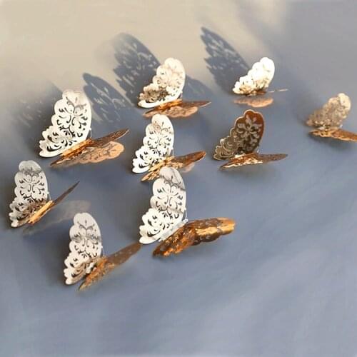 Shop decoration metal butterfly 3D three-dimensional hollow shopping mall storefront window wall wall sticker