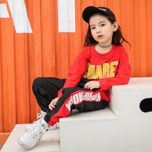 Kid Hip Hop Dance Costume for Girls Boys Crop Tops Sweatshirt Pants Clothes Wear Jazz Ballroom Dancing Clothing Streetwear Suits