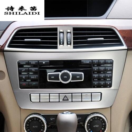For mercedes C class W204 Interior Trim Outlet CD Air Conditioning Central control Panel Covers stickers and decals Accessories