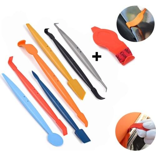 EHDIS 8Pcs/Set Carbon Film Vinyl Wrap Car Magnet Squeegee Micro Corner Wrapping Scraper Car Sticker Install Tool Styling Tools