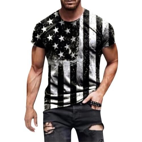 Vintage Independence Day Print T-shirt Summer Mens Casual Short Sleeve Slim Tops Fashoin Loose O-neck T Shirt Футболка Оверсайз