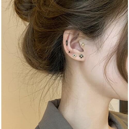 5 pairs/set black earrings geometric Gold Color Stud Earrings Set Women cute Piercing Card Stud Earring kit Bijouteria Jewelry