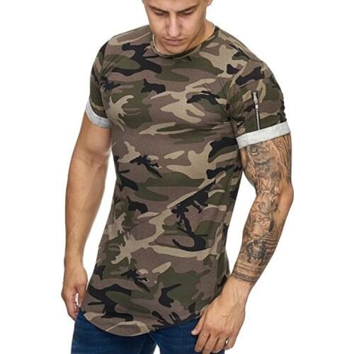 Mens Sports Leisure Fitness Running Quick-drying T-shirt Slim Breathable Camouflage Casual T-shirt Mens T Shirts