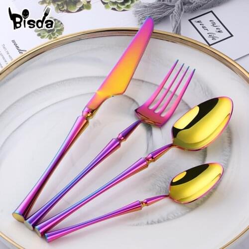 4 PCS Western Tableware Luxury Dinnerware Set Knives Forks Spoons Tea Spoons Classic Dinner Set Wedding Party Dining Kit Tools