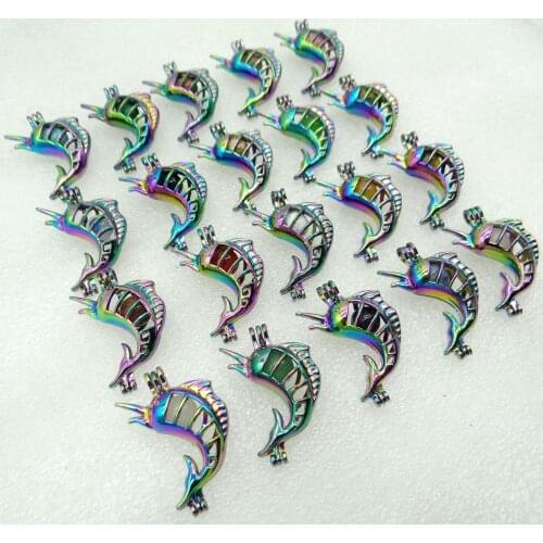 Natural Stone lapis aventurine Quartz Crystal Lucky bead Titanium fish Pendant for Diy Jewelry Making necklace woman man 10PC