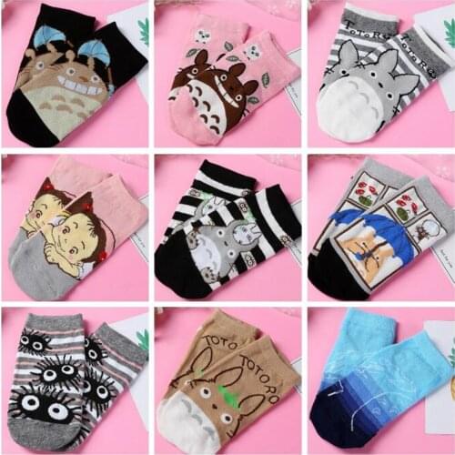 Womens Fashion Socks Cotton Cartoon Totoro Sport Socks All-Match Accessories Girl Boat Sock