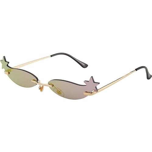 2020 New Metal Frameless Frameless Sunglasses Personality Street Shot Pentagram Sunglasses Explosion-proof UV Glasses