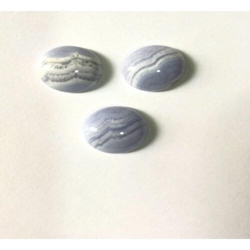 Wholesale 2pcs Natural Blue Chalcedony Agates Bead Cabochon Jewelry Ring Face 13x18mm 18x25mm Oval Gem stone Beads Cabochon