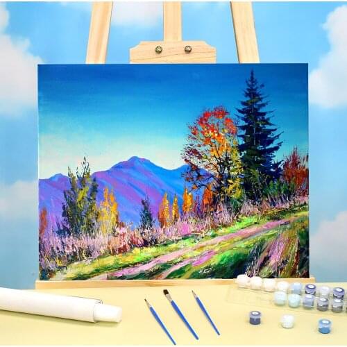 Landscape Late Autumn Painting By Numbers Set Acrylic Paints 40*50 Painting On Canvas Home Decoration For Kids Wholesale
