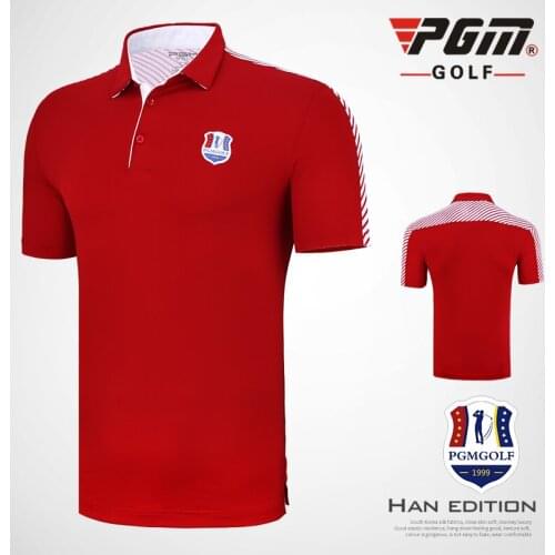 PGM new style! Golf Mens Short Sleeve T-shirt Summer Match Milk Silk Fabric Breathable Mesh Cloth