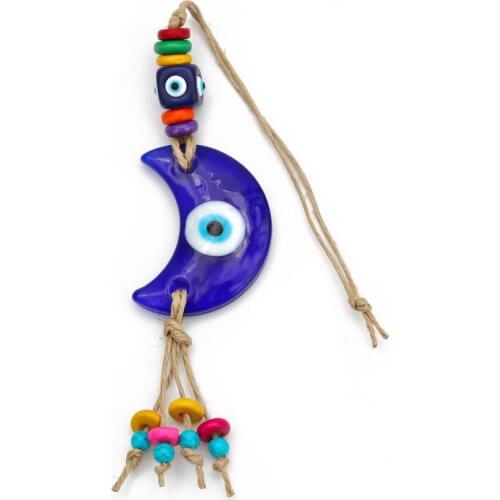 Lucky Fashion Eye Islamic Style Pendant Blue Moon Pendant Glass Eye Hemp Rope Pendant Wall Decoration Pendant