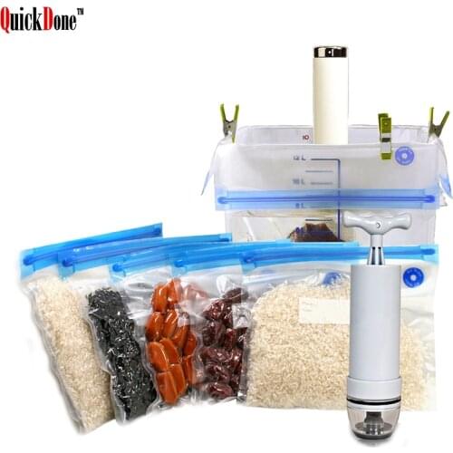 QuickDone Manual Vacuum Sealer With Vacuum Bags Hand Pump Food Seal Reusable Keep Fresh Food Storage Kitchen Accessories AKC6178