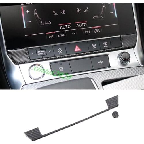 Real Carbon Fiber Inner Warning Light Switch Cover Trim For Audi A6 C8 2019-2020 Car Styling Accessories