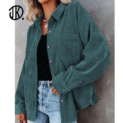 Leisure Ladies Long Sleeves Shirts Coat Loose Fashion Casual Tops With Pocket Turndown Collar Office Lady Buttons Jacket Top 3XL