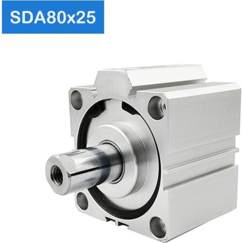 SDA80*25 Free shipping 80mm Bore 25mm Stroke Compact Air Cylinders SDA80X25-S Dual Action Air Pneumatic Cylinder