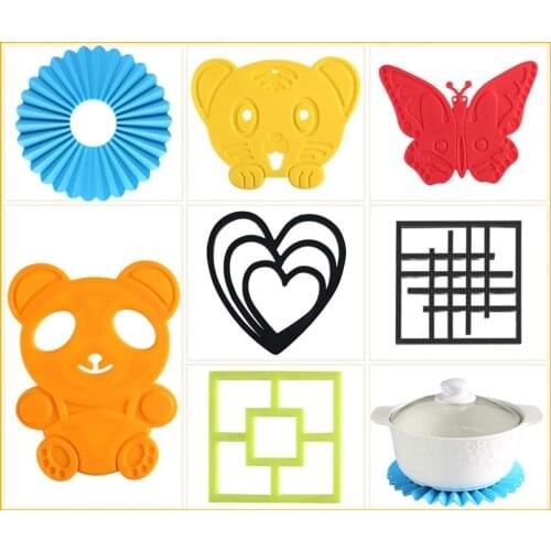 Cute Shape Tiger Panda Heat Resistant Silicone Mat Drink Cup Coasters Non-Slip Pot Holder Table Placemat Kitchen Accessories