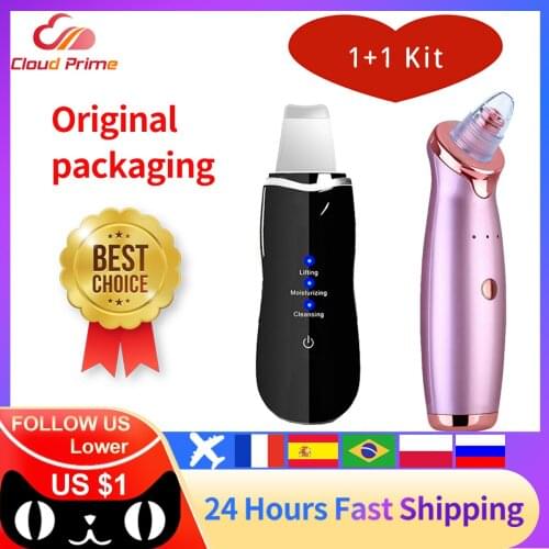 Microdermabrasion Vacuum Suction Blackhead Remover Facial Acne Removal Tools + Ultrasonic Skin Pore Cleaner Skin Care Machine