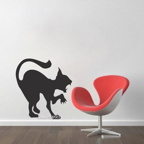 Scary Black Cat Wall Stickers New Arrival HALLOWEEN Vinyl Home Bedroom Wall Decals Removable Waterproof Wallpaper Mural SA740