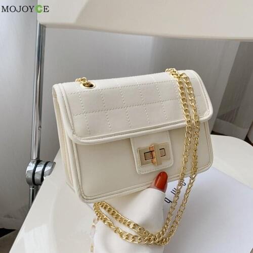 Female Travel Chain Design Luxury Hand Bag Retro Women Lattice Pattern Chain Crossbody Bag Casual Solid Color Shoulder Bags