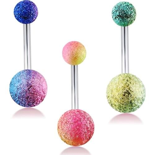 TIANCIFBYJS 14G Belly Button Ring Stainless Steel Navel Bar Piercing Acrylic Ball Ear Piercing Earring Body Jewelry Pircing 1pcs