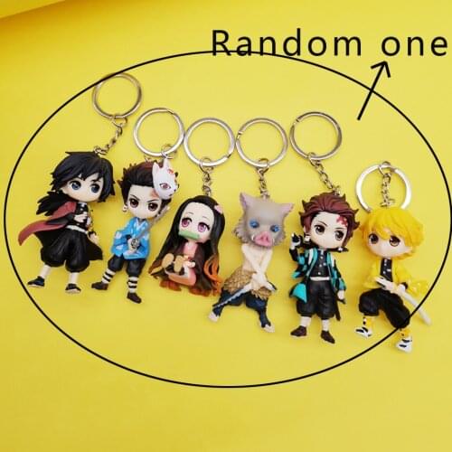 Tronzo Random Demon Slayer Kimetsu no Yaiba Kamado Tanjirou Nezuko Kanawo Zenitsu Inosuke Giyuu Figure Dolls Keychain Bell Rope
