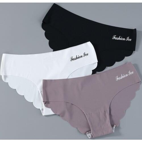 3Pcs Women Ice Seamless Shorts One-piece Solid Color Thong Sexy Panties For Women G String Underwear Panties Lingerie Plus Size