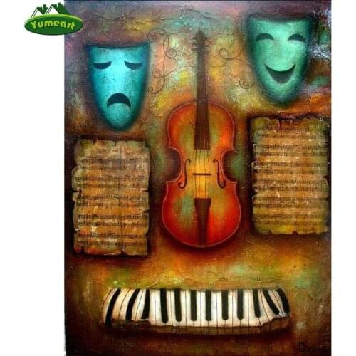 YUMEART Full Square Diy 5D Diamond Painting By Number Guitar Cross Stitch Mosaic Wall Stickers Artist Home Decoration Wall Art