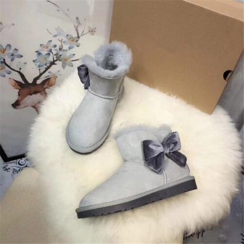 Nice 2020 Fashion New Arrival Real Sheepskin Woman Winter Classic Snow Boots Genuine Sheepskin Women Boots Top Quality Women