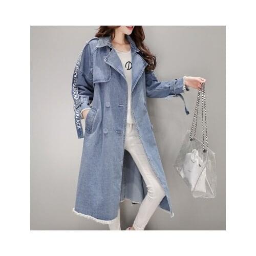 New Autumn Womens Trench Coats Long Sleeve Turn-down Collar Windbreaker Women Jeans Long Coat Overwear Abrigos