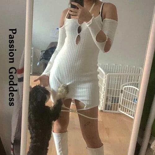 Sexy Sweet Women Hollow Out Bodycon Dress Off Shoulder Strappy Dress Summer Beachwear Party Dresses Celebrity Vestidos De Fiesta