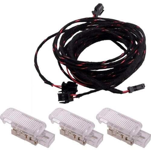 1 Set Car Footwell Step Door Lights & Harness Fit For VW Golf 6 Passat B6 Jetta MK5 MK6 Tiguan 5ND947415