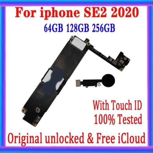 100% Original unlocked For iphone SE2 2020 4.7inch Motherboard 64GB/128G/256 Full Chips&Free icloud Logic board with/no Touch ID