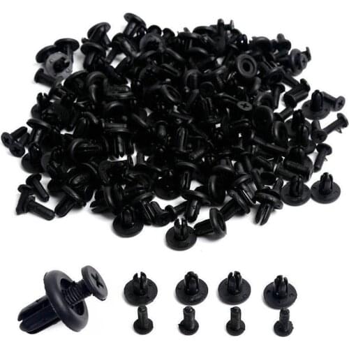 100Pcs Car Auto Plastic Rivets 6mm Hole Fastener Fender Bumper Push Pin Clips Retainer Push Engine Cover Universal Auto Fastener