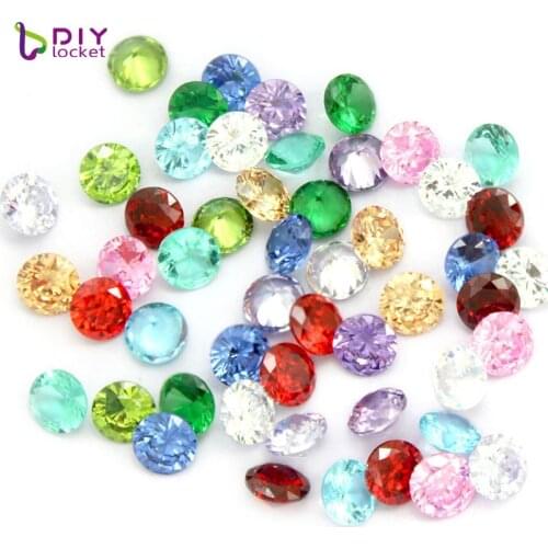 12pcs/lot Mini Colorful Crystal Round Zircon Birthstone Floating Charms For Glass Locket LSFC476