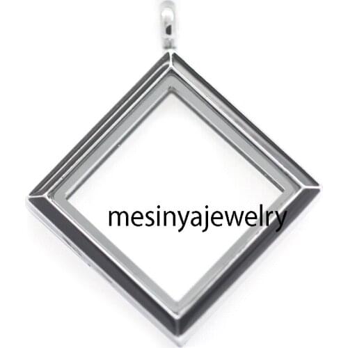 6pcs plain black magnet rhombus glass locket for floating charms keepsake Xmas gift.mothers day gift