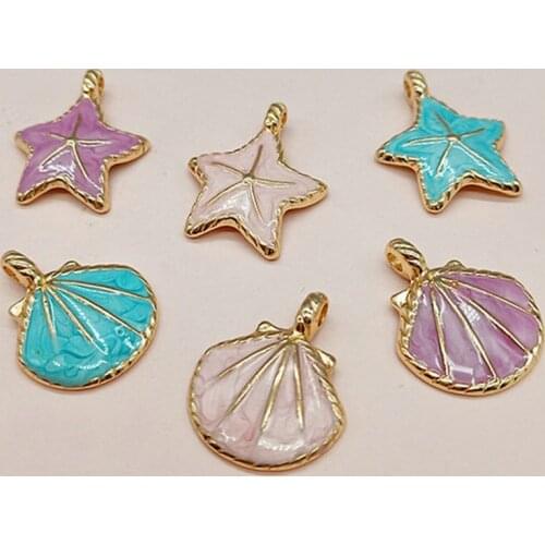 10 Pcs/Lot DIY Jewelry Accessories Oil Drop Alloy Pendant Colorful Starfish Shell Earring Material Scrapbooking Accessories
