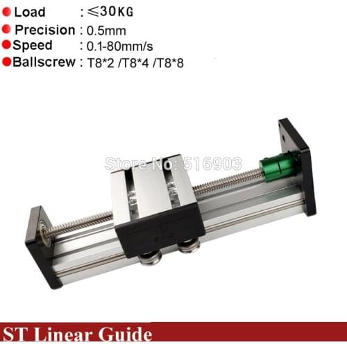 Free Shipping 20-500mm Effective Stroke T8 Lead Screw Pitch2 4 8mm Linear Guide Motion Slide Rail For CNC 3D Printer Z Axis