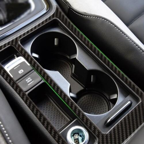 Carbon Fiber Center Control Water Cup Holder Panel Cover Sticker Trim For VW Golf 7 MK7 VII 2013 2014 2015 2016 2017
